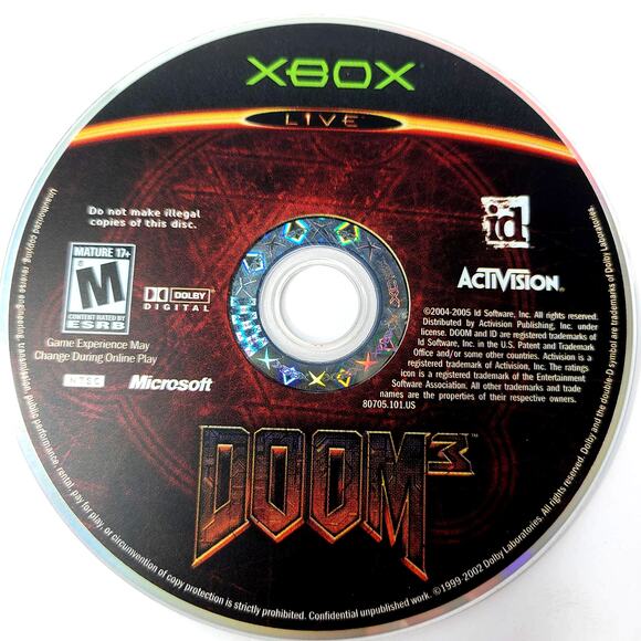 Doom 3 Microsoft Xbox 2005 Activision Disc Only Video Game Tested & Working - Picture 1 of 3